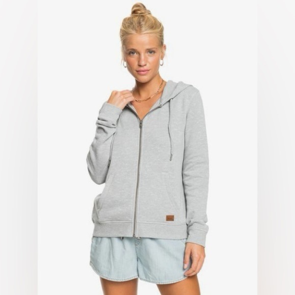 Roxy Perfect Wave Light Gray Zip Up Hoodie - Picture 1 of 6